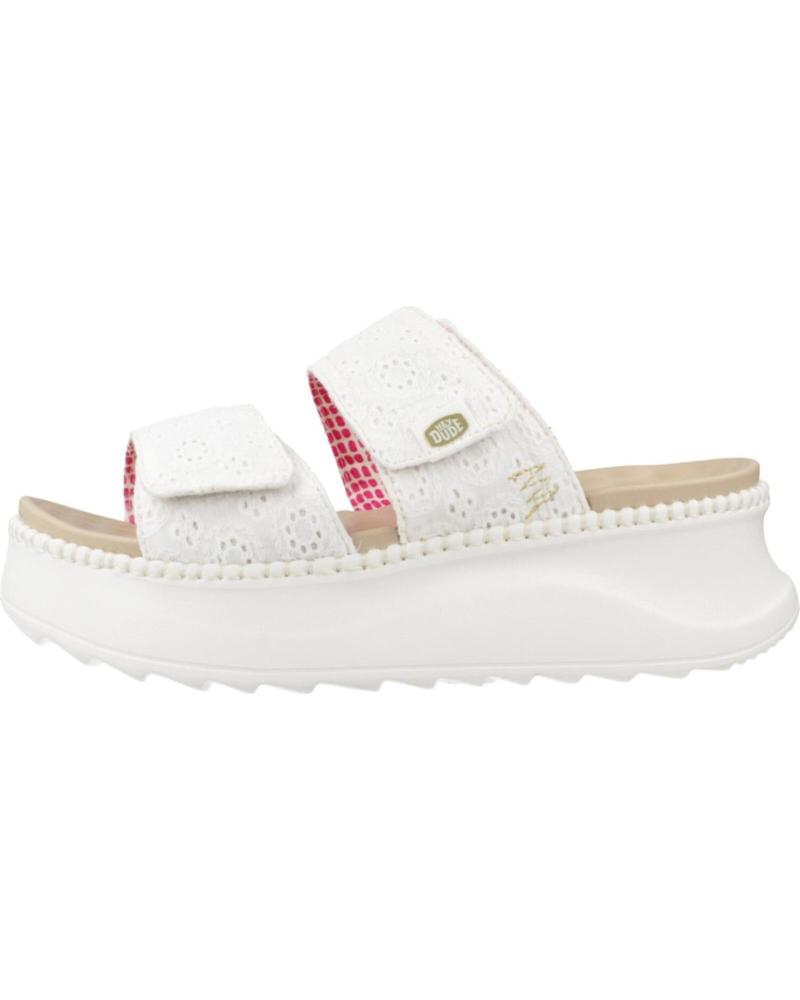 SANDALIAS HEY DUDE DELRAY SLIDE EYELET PARA MUJER WHITE