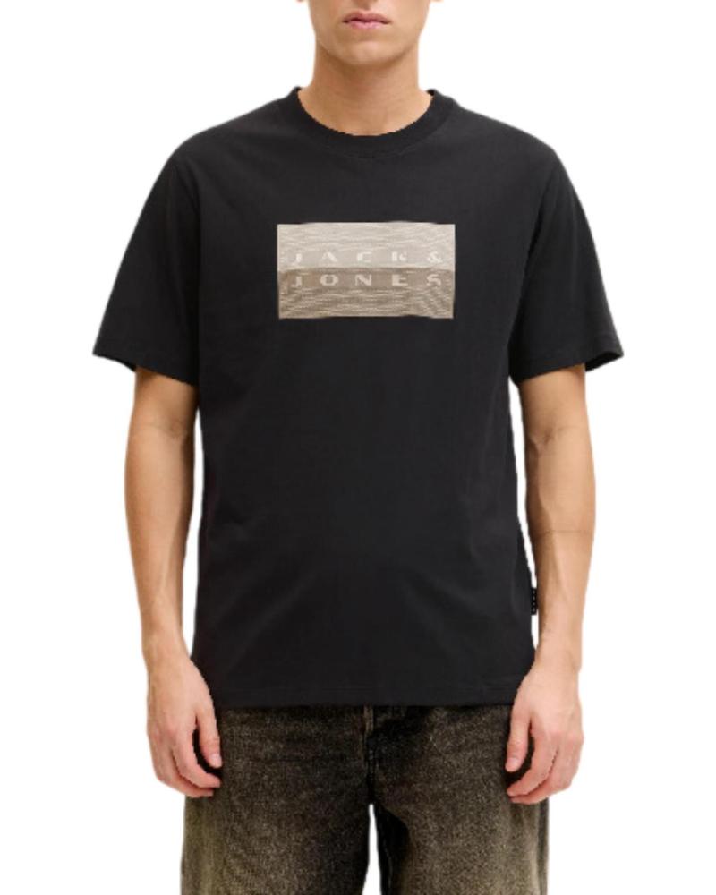 CAMISETA JACK & JONES JCOFUSION DOTS PRINT TEE SS CREW SN 1228 NEGRO