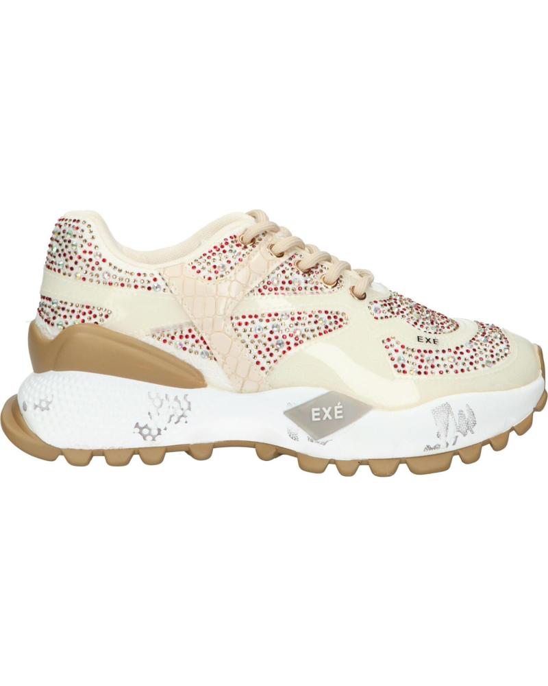 ZAPATILLAS CASUAL MUJER EXE D190608-24 CON DETALLE STRASS STRASS BEIGE