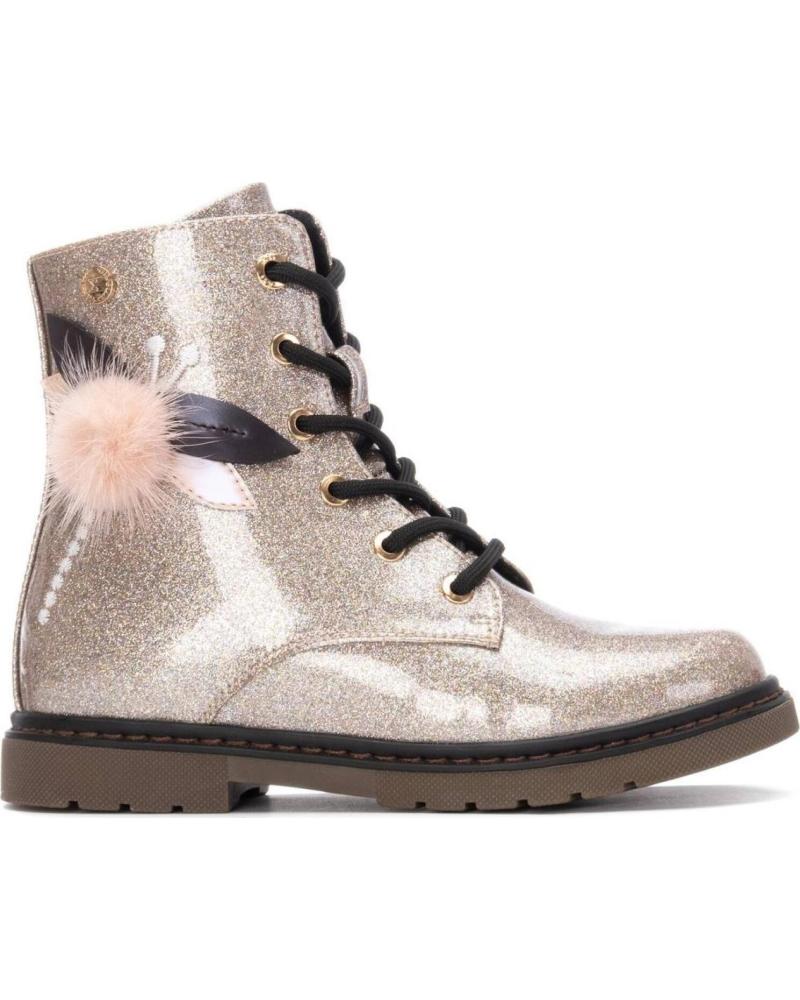 BOTAS MILITARES XTI NINA KIDS CHAROL NUDE CON POMPON Y PURPURINA NUDE