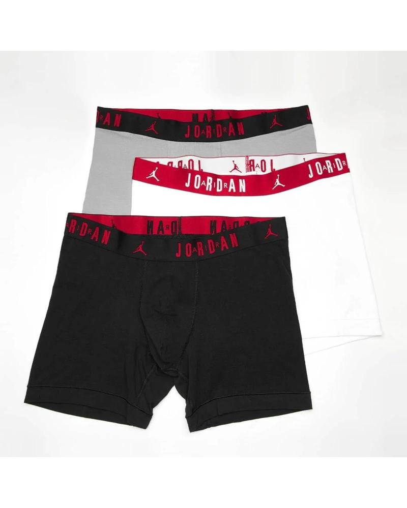 JORDAN PACK 3 CALZONCILLOS BOXER JORDAN FLIGHT COTTON CORE NEGRO BLANCO GRIS