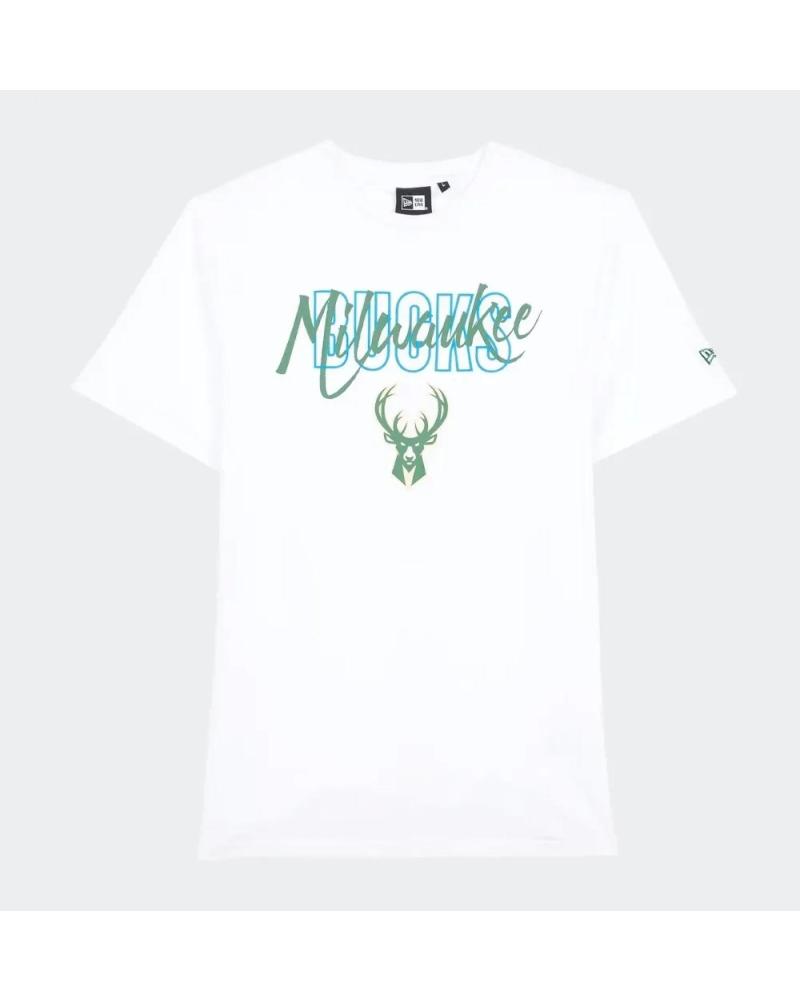 NEW ERA CAMISETA MANGA CORTA NEW ERA MILWAUKEE BUCKS SCRIPT BLANCO 1