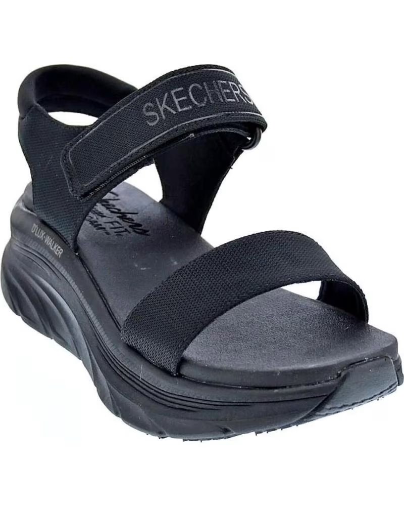Sandalias Skechers D´lux Walker con Velcro para Mujer Negro
