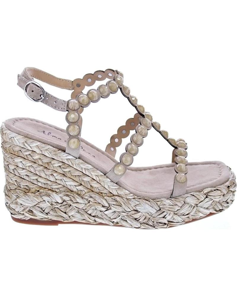 SANDALIAS DE CUÑA ALMA EN PENA V23517 CON PERLAS BEIGE