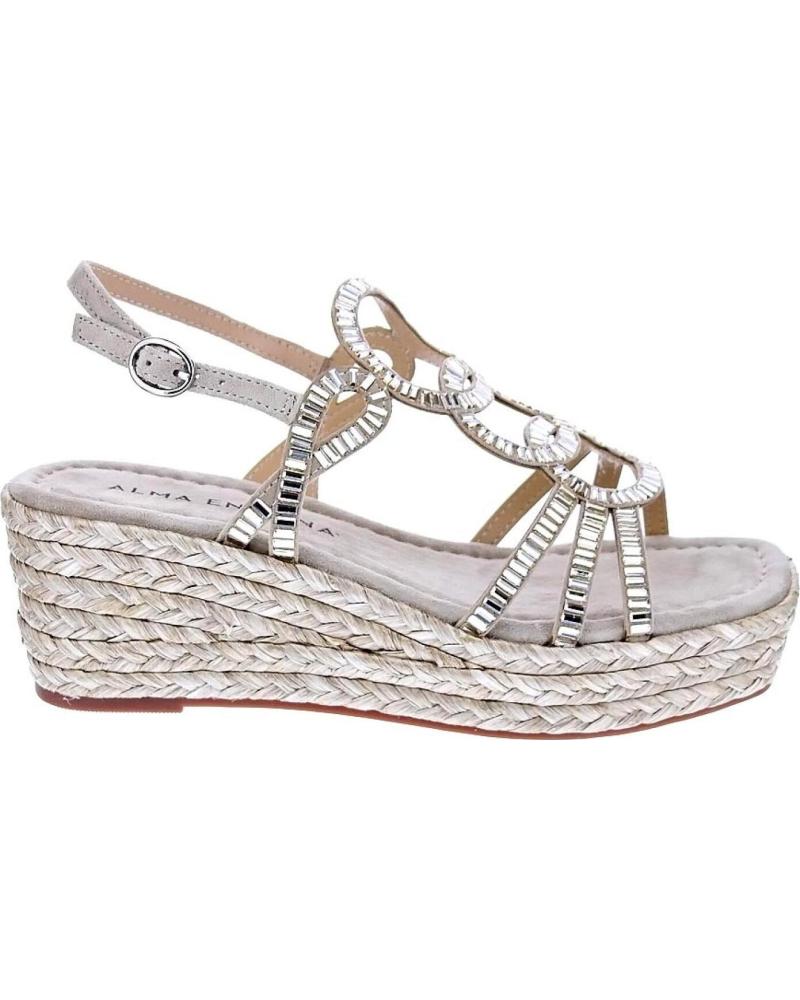 SANDALIAS DE CUÑA CON PLATAFORMA DE YUTE Y DETALLES BRILLANTES ALMA EN PENA MARRóN