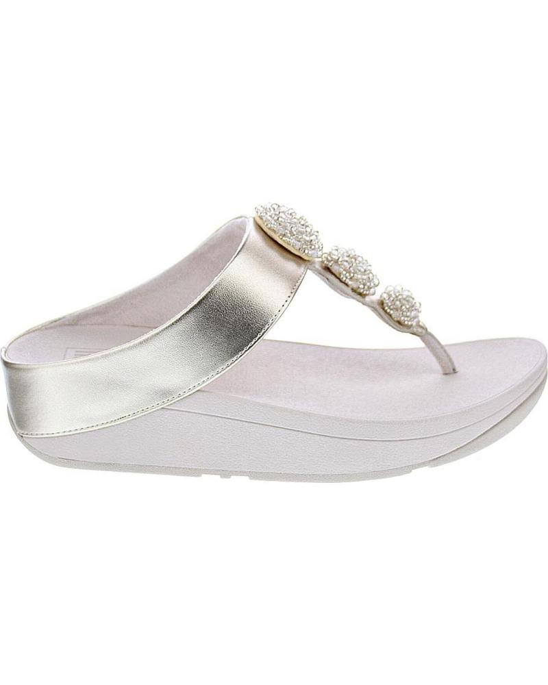 SANDALIAS FITFLOP FINO BEADIE-BUTTON DE PIEL PARA MUJER EN PLATEADO PLATEADO