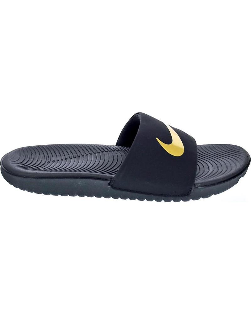CHANCLAS NIKE KAWA SLIDE NEGRO CON SWOOSH DORADO NEGRO