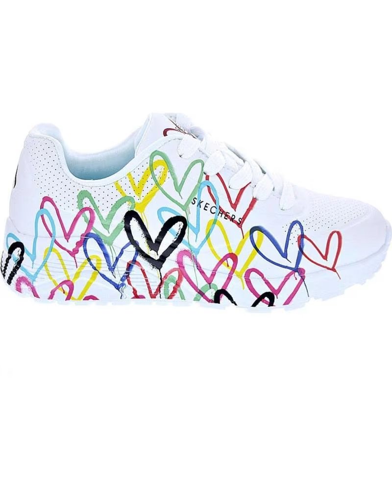 Zapatillas Skechers Uno Lite con Corazones para Niña y Mujer Blanco