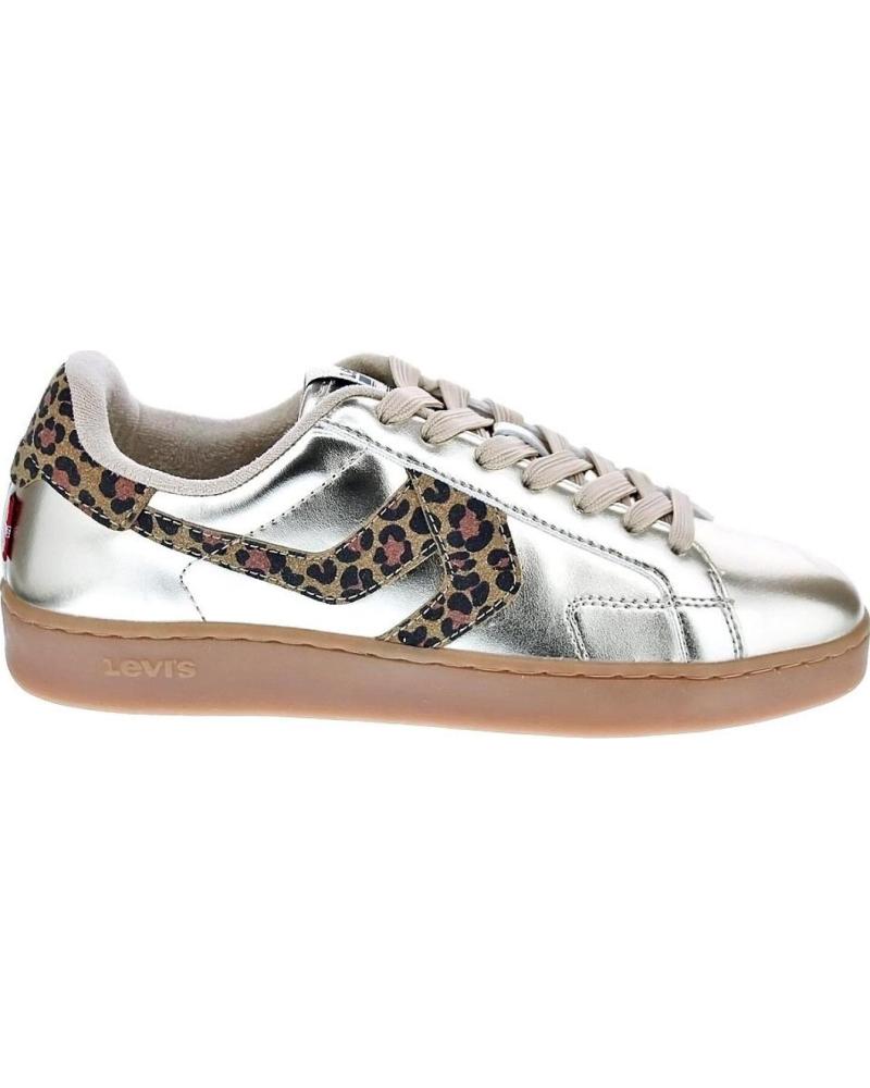 LEVIS ZAPATILLAS LEVIS SWIFT JR PARA NIÑA, COLOR DORADO CON ESTAMPADO DE LEOPARDO ORO