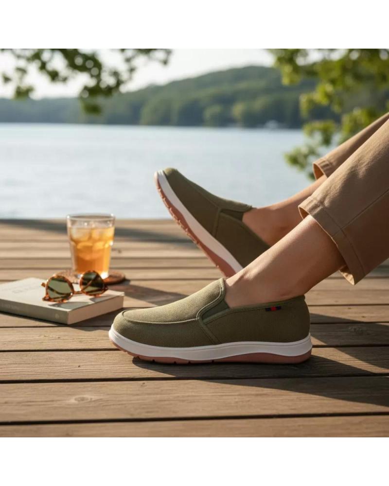 TIMBOS MOCASINES TIMBOS DE LONA PARA HOMBRE, COLOR VERDE VERDE