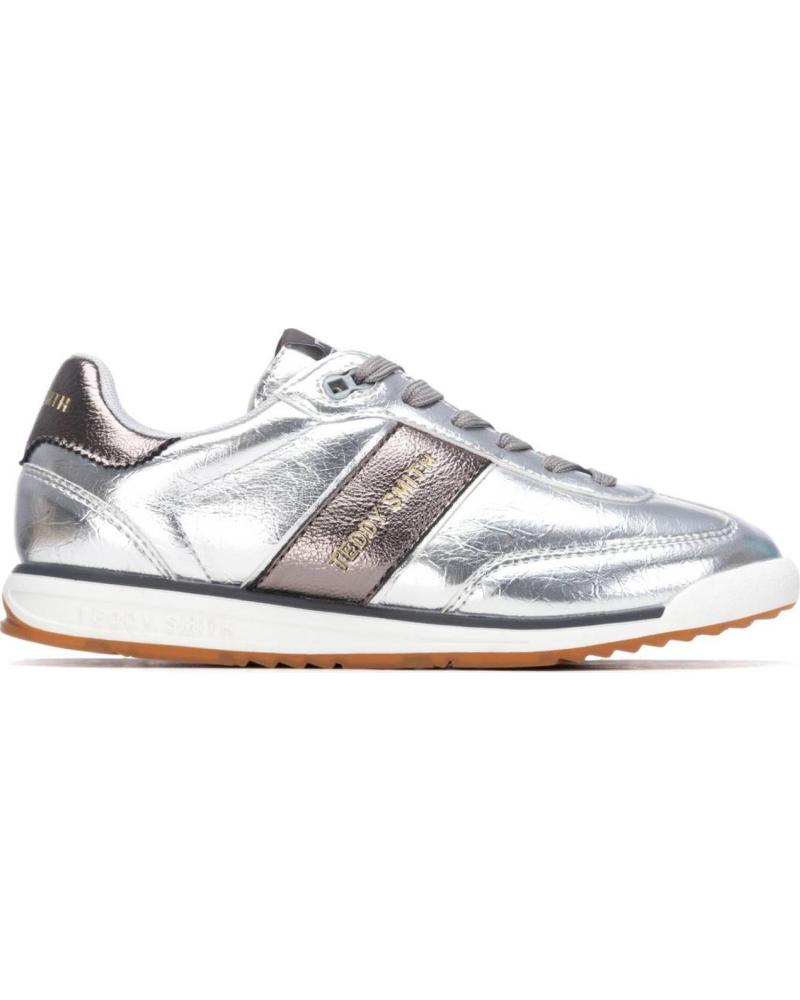 TEDDY SMITH ZAPATILLAS DEPORTIVAS TEDDY SMITH DE CUERO METALIZADO PLATEADO PARA MUJER PLATA
