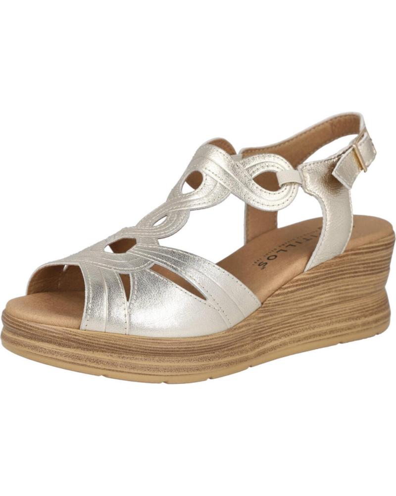 PITILLOS SANDALIAS DE CUÑA METALIZADAS PITILLOS 11050 PARA MUJER ORO