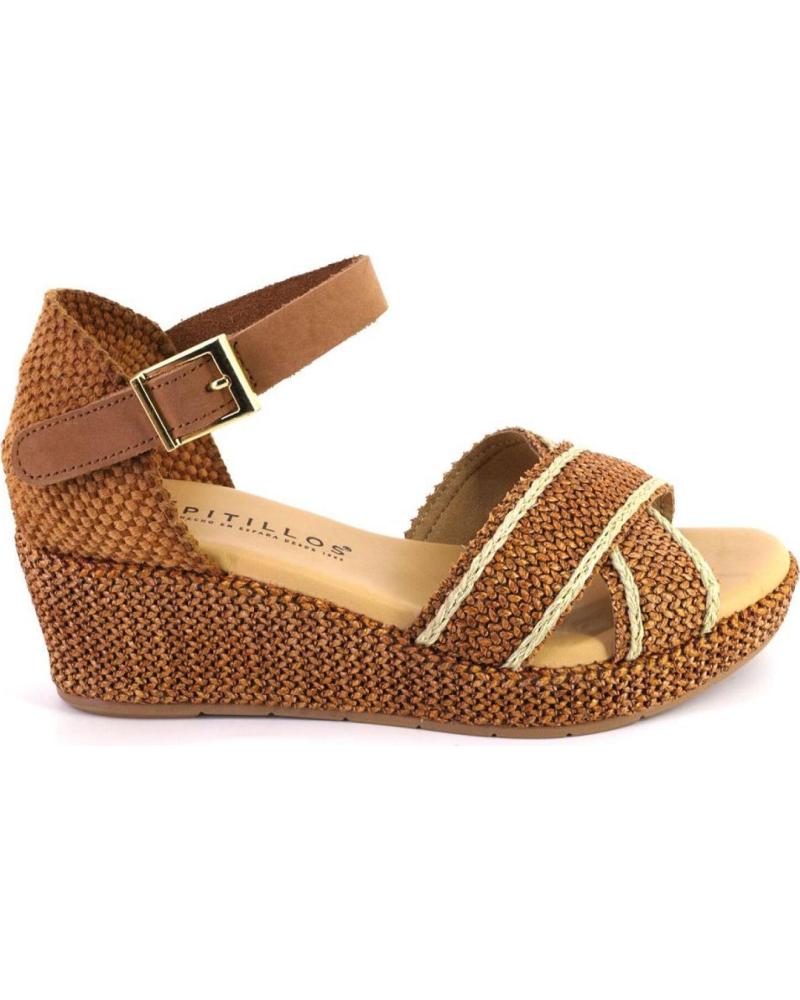PITILLOS SANDALIAS DE CUÑA DE CUERO PARA MUJER PITILLOS 11263 CUERO