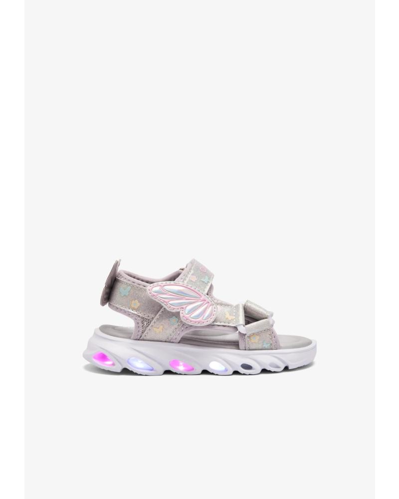 CONGUITOS SANDALIAS PLANAS CON DETALLE DE MARIPOSA Y LUCES LED 260017 PLATA