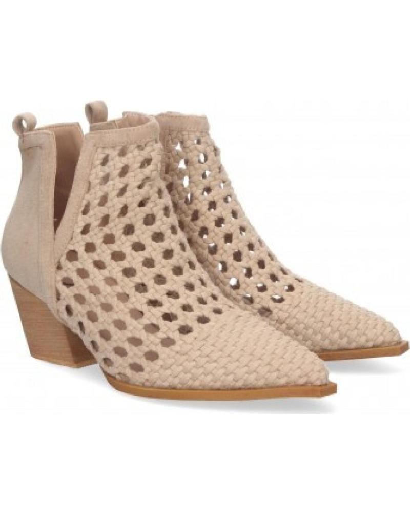 SPORT3PUNTO0 BOTINES DE MUJER YZ23-110B BEIGE CON DISEÑO CALADO Y TACÓN VARIOS COLORES