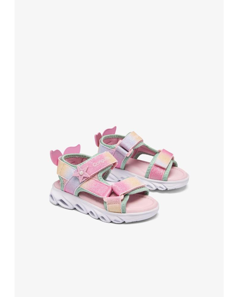 CONGUITOS SANDALIAS INFANTILES 260018 CON LUCES Y DETALLE DE ALAS ROSA