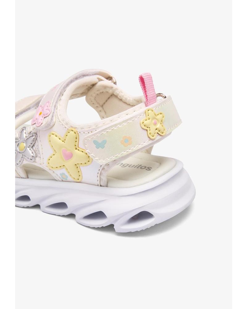 CONGUITOS SANDALIAS PLANAS INFANTILES CON DETALLES FLORALES 260016 BLANCO