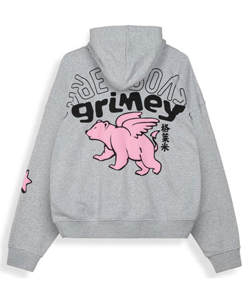 GRIMEY SUDADERA UNISEX GRIMEY GRIS CON ESTAMPADO DE OSO ALADO GRIS