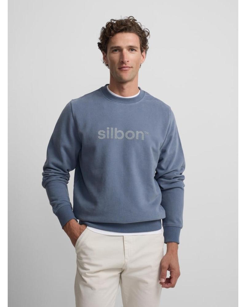 SILBON SUDADERA SILBON AZUL CON LOGO BORDADO AZUL