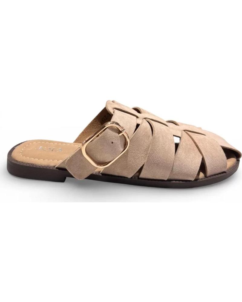 TIMBOS ZUECOS PLANOS DE MUJER TIMBOS BEIGE BEIGE