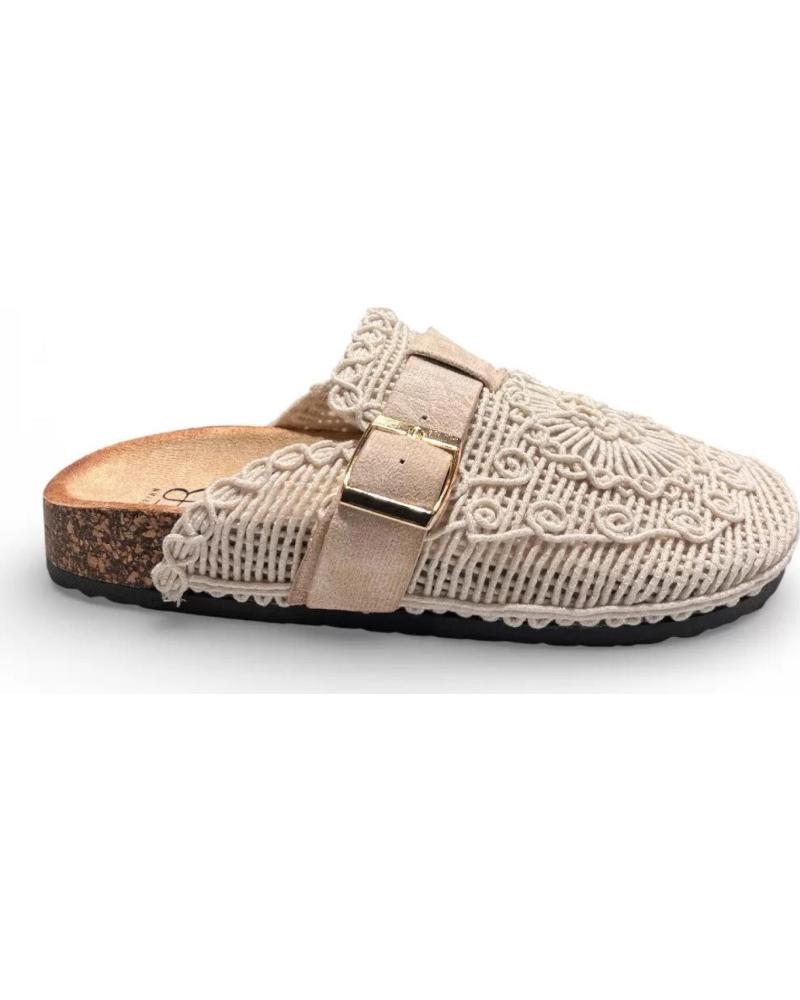 TIMBOS ZUECOS DE MUJER TIMBOS CÓMODOS PLANOS BEIGE BEIGE