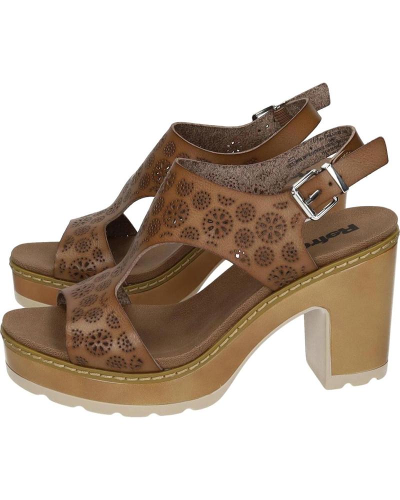 REFRESH SANDALIA DE TACÓN CON PLATAFORMA Y GRABADO FLORAL TAUPE