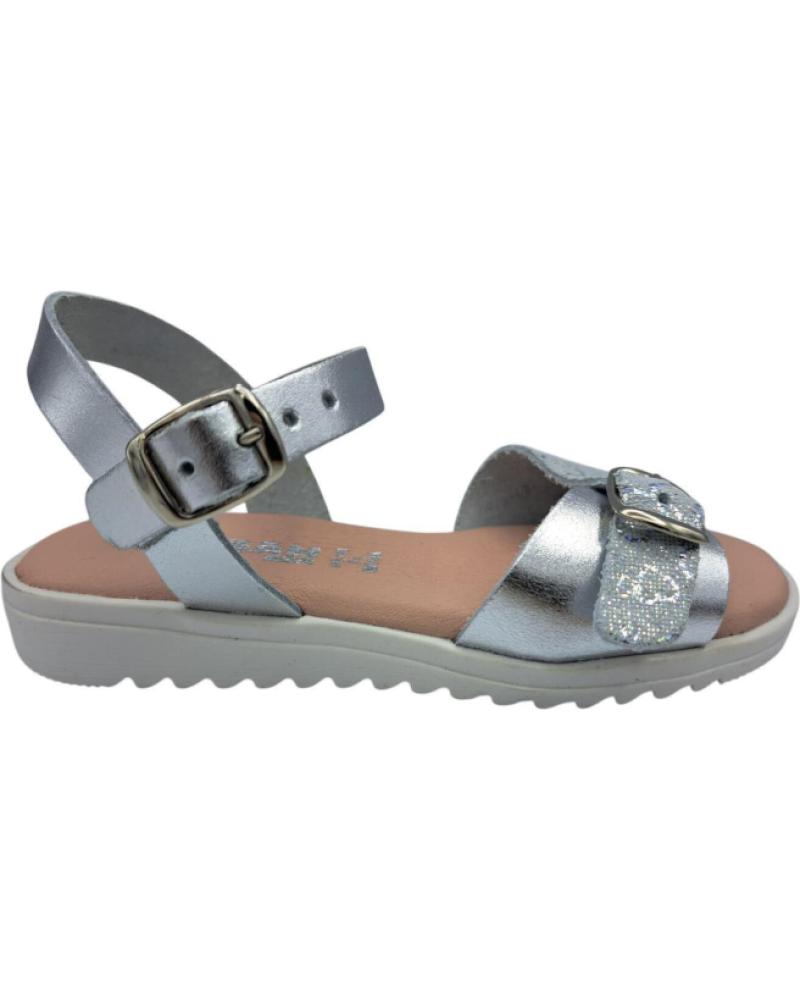 HURAN SANDALIA NINA PIEL PLATA PLATA