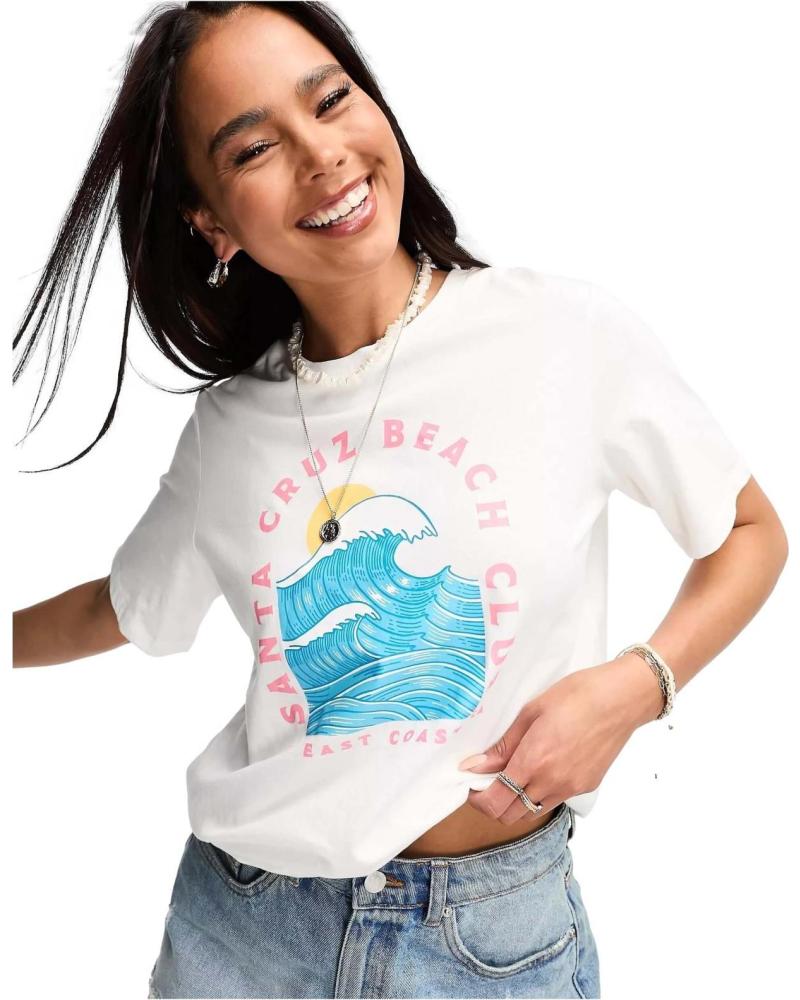 PIECES CAMISETA DE MANGA CORTA CON ESTAMPADO GRÁFICO PARA MUJER BLANCO