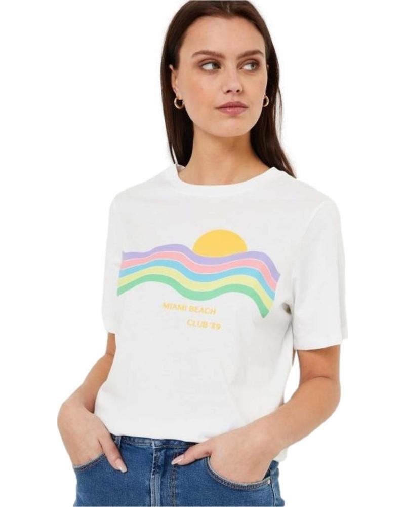 PIECES CAMISETA ESTAMPADA DISEÑO ONDAS Y SOL BLANCO