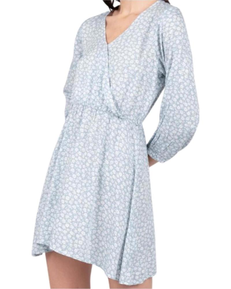 24COLOURS VESTIDO CRUZADO DE MANGA LARGA ESTAMPADO FLORAL PARA MUJER AZUL