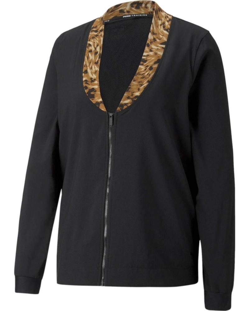 PUMA CHAQUETA PUMA NEGRA CON CUELLO ESTAMPADO PARA MUJER NEGRO