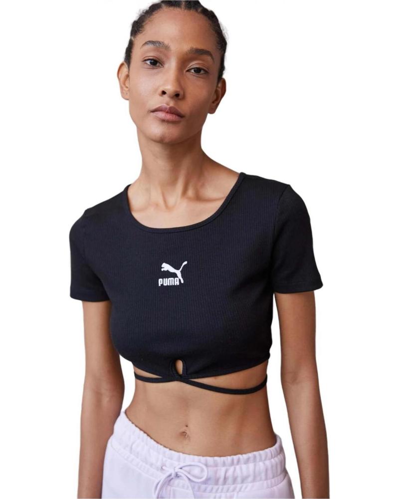PUMA CAMISETA CORTA MUJER PUMA TALLA NEGRA CON LAZOS NEGRO