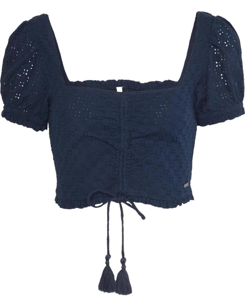 PEPE JEANS PEPE JEANS CAMISETA CROP DE MANGA CORTA CON VOLANTES PARA MUJER AZUL