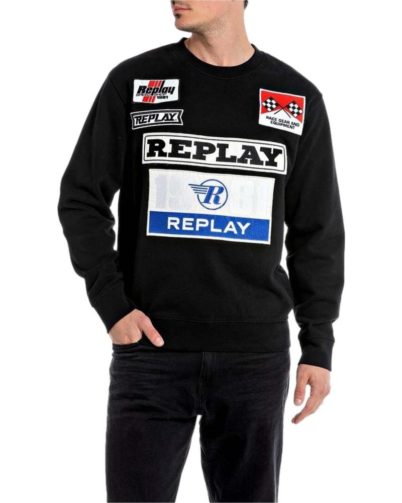 REPLAY SUDADERA REPLAY CON PARCHES DE COMPETICIÓN PARA HOMBRE NEGRO