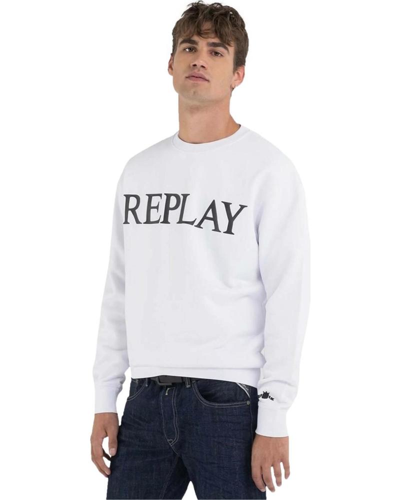 REPLAY SUDADERA REPLAY CON LOGO PARA HOMBRE BLANCO