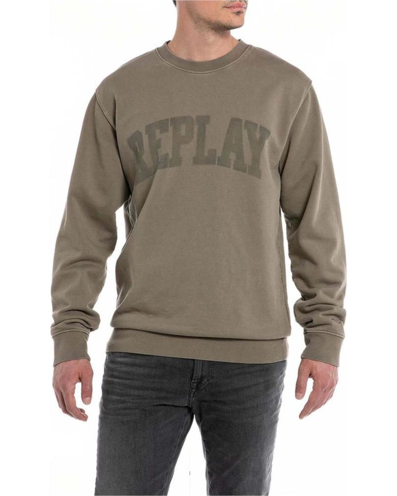 REPLAY SUDADERA REPLAY CON LOGO ARQUEADO PARA HOMBRE MARRON