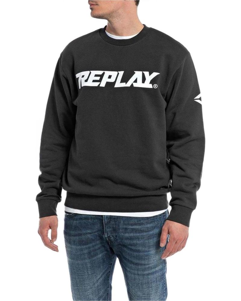 REPLAY SUDADERA REPLAY CON LOGO PARA HOMBRE NEGRO