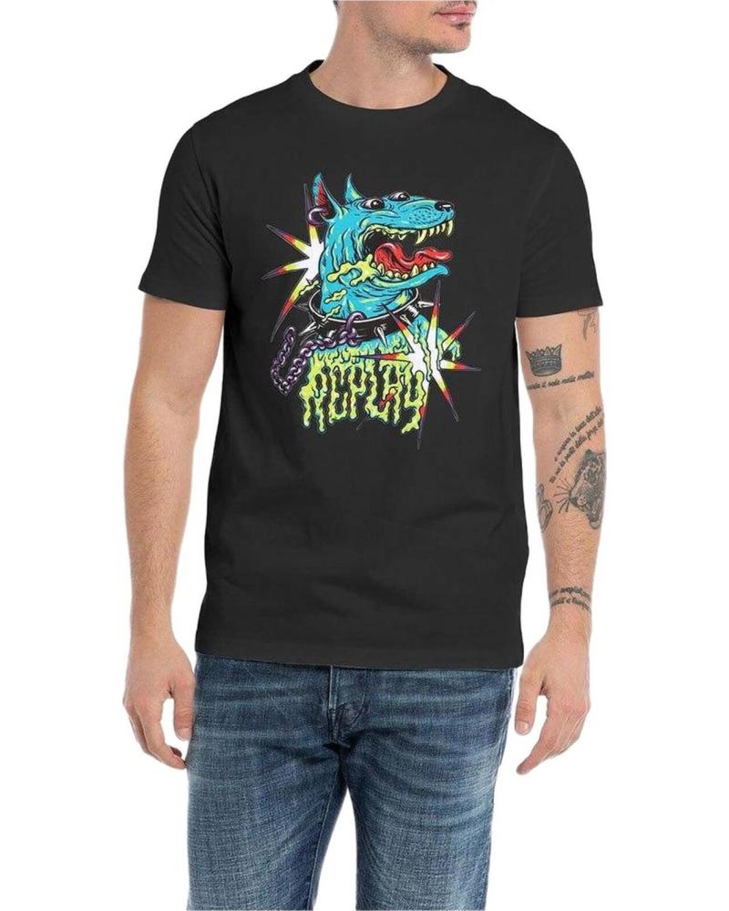 REPLAY CAMISETA REPLAY DE MANGA CORTA CON ESTAMPADO DE DINOSAURIO PARA HOMBRE NEGRO
