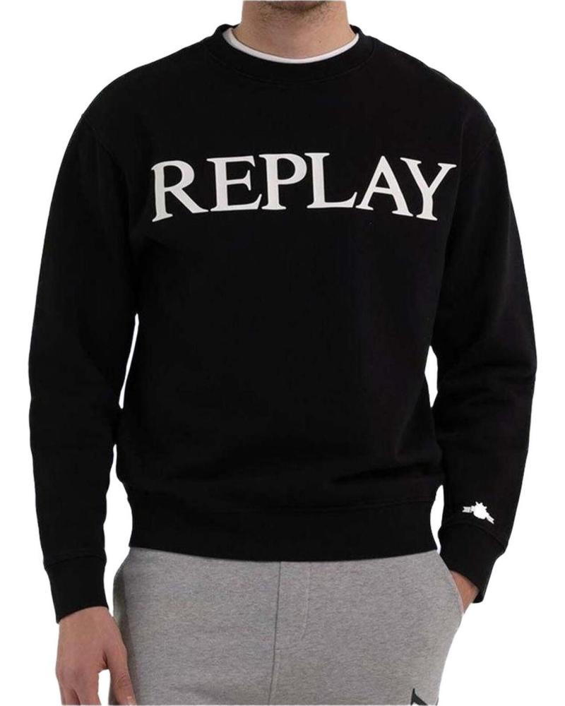 REPLAY SUDADERA REPLAY DE HOMBRE NEGRA CON LOGO NEGRO