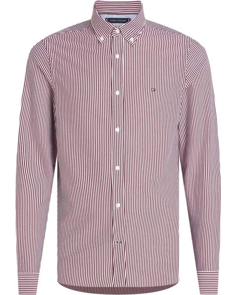 TOMMY HILFIGER CAMISA DE MANGA LARGA DE RAYAS PARA HOMBRE TOMMY HILFIGER ROJO