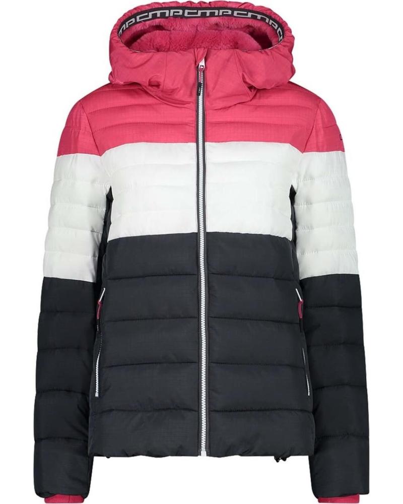 CMP CAMPAGNOLO CHAQUETA ACOLCHADA TRICOLOR CON CAPUCHA ROSA