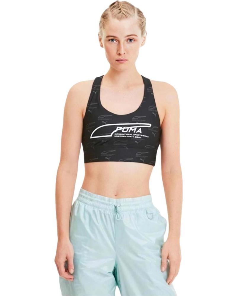 PUMA SUJETADOR DEPORTIVO LOGO PRINT NEGRO