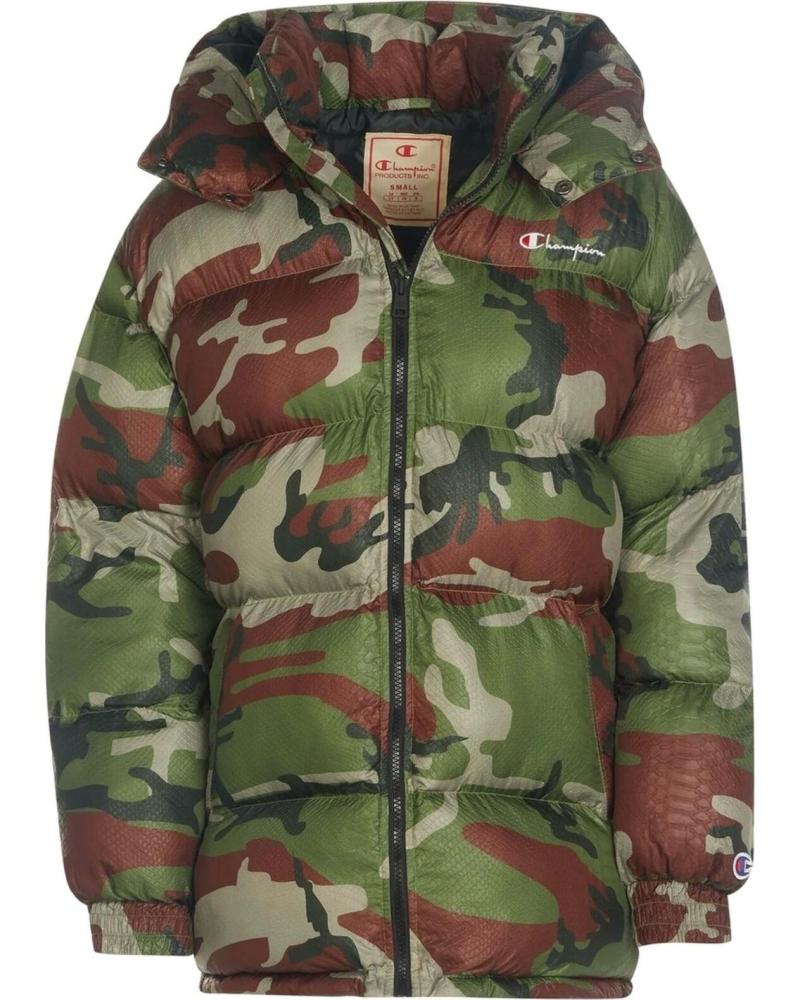 CHAMPION CHAQUETA ACOLCHADA CAMUFLAJE CON CAPUCHA VERDE