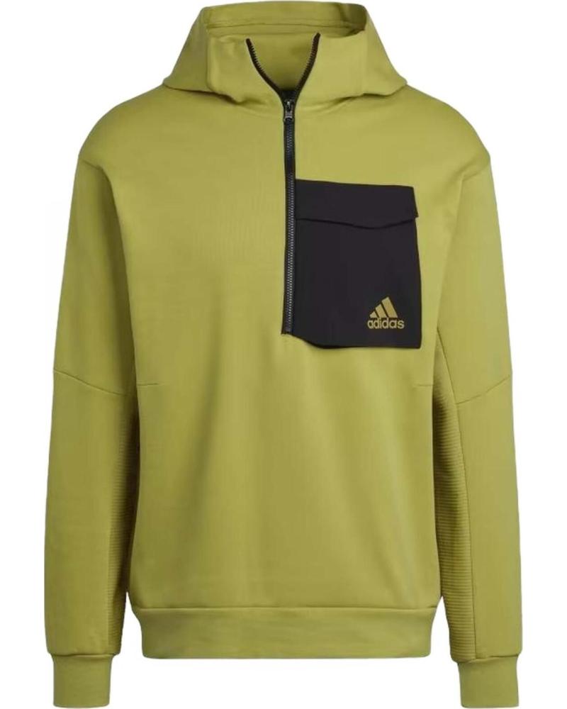 ADIDAS SUDADERA CON CAPUCHA ADIDAS ESSENTIALS HALF-ZIP PARA HOMBRE VERDE