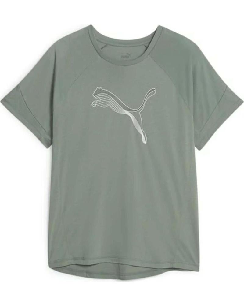 PUMA CAMISETA PUMA DE MANGA CORTA ESSENTIALS LOGO MUJER GRIS
