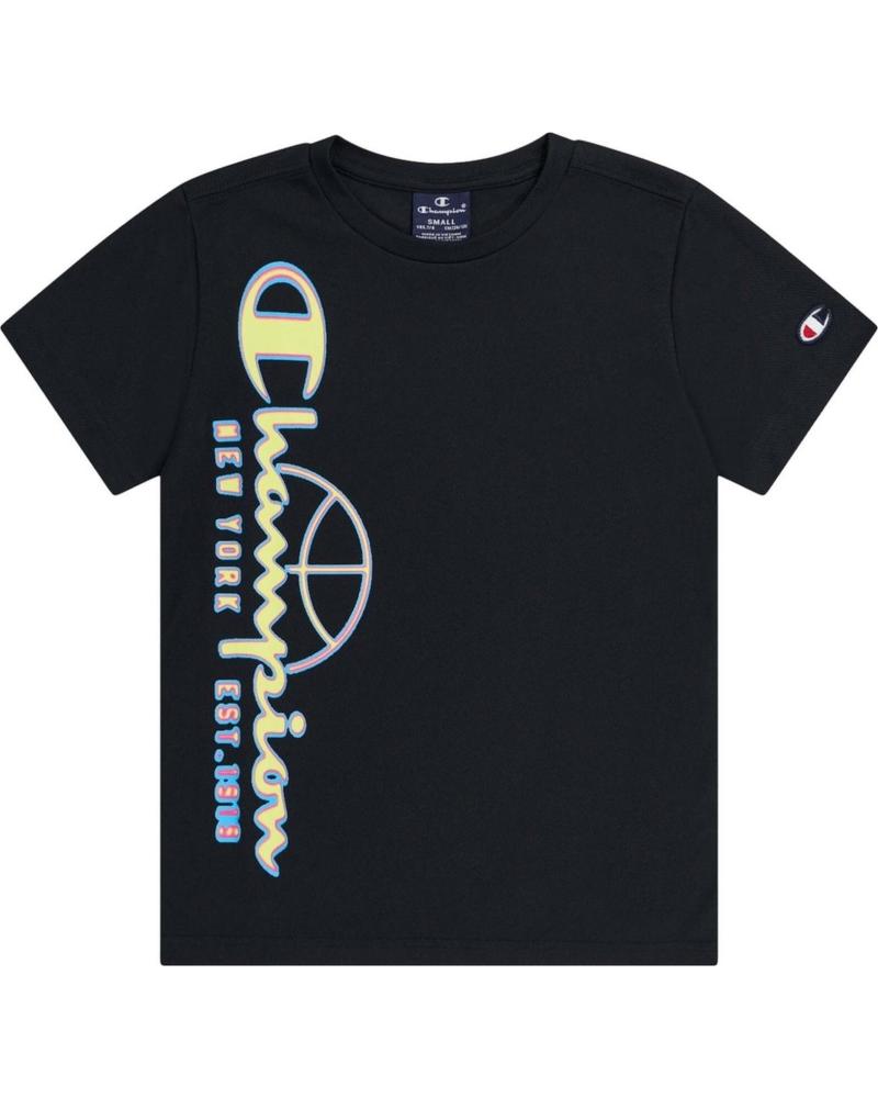 CHAMPION CAMISETA CHAMPION DE MANGA CORTA PARA NIÑOS NEGRA NEGRO