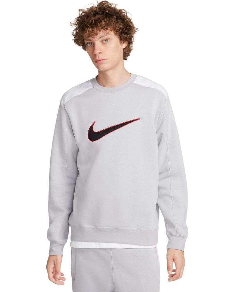 NIKE SUDADERA NIKE SWOOSH CREW PARA HOMBRE GRIS GRIS