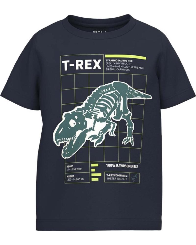 NAME IT CAMISETA DE MANGA CORTA UNISEX T-REX PARA NIÑOS AZUL