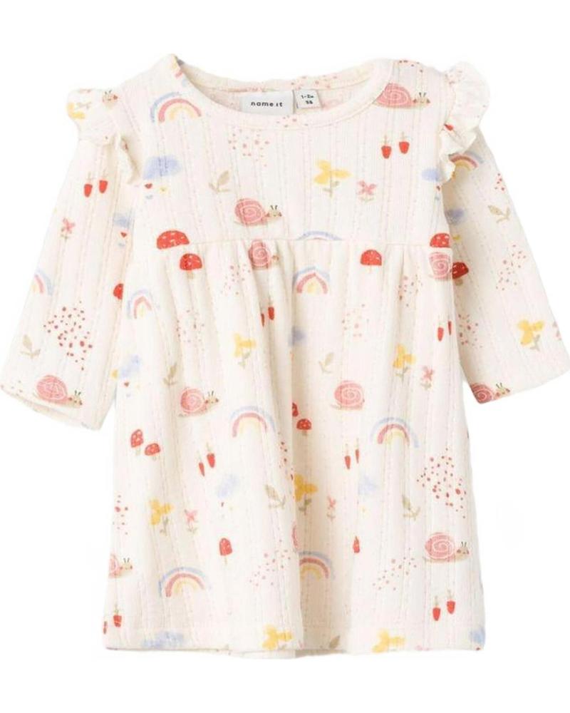 NAME IT VESTIDO DE ALGODÓN ORGÁNICO CON ESTAMPADO DE SETAS Y ARCOÍRIS PARA BEBÉ UNISEX BEIGE