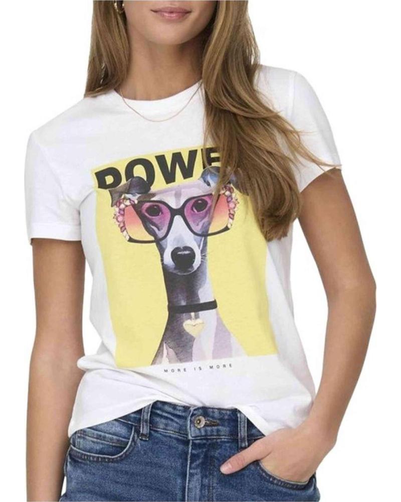 ONLY CAMISETA ESTAMPADA DE MANGA CORTA PARA MUJER CON PERRO CON GAFAS DE SOL